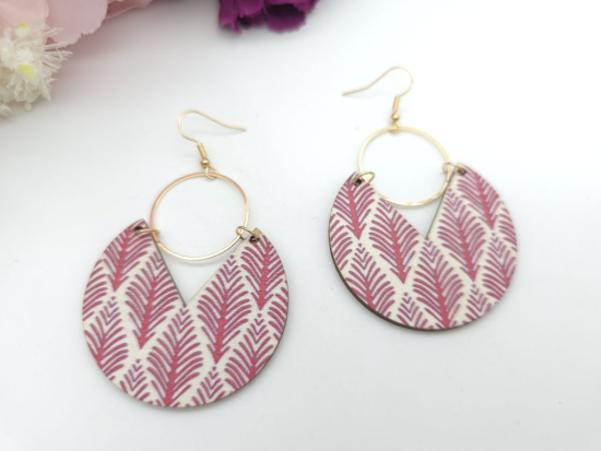 Preview: Große Holz Ohrringe Wood Muster